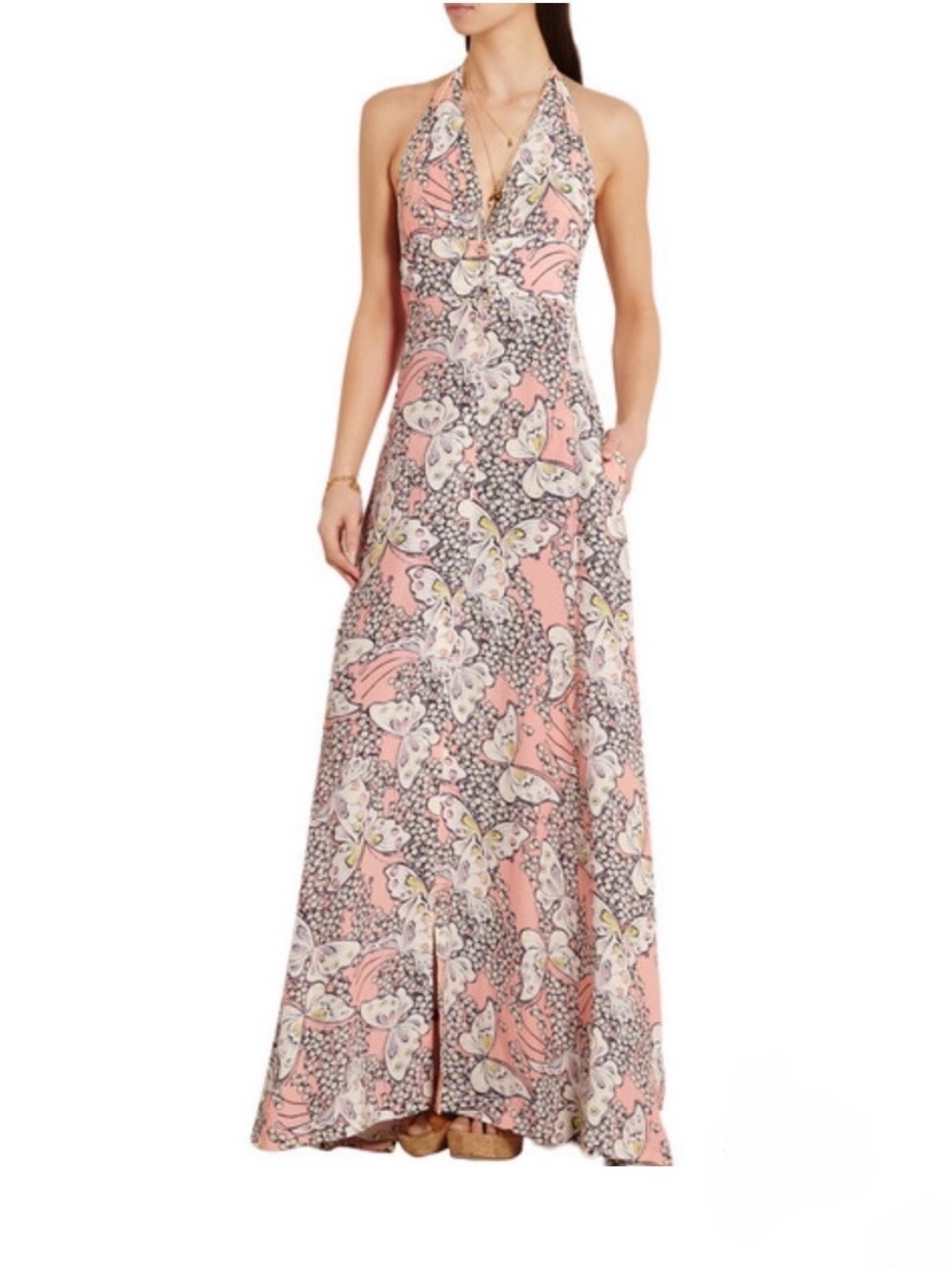 PAUL & JOE Printed Halterneck Maxi Dress